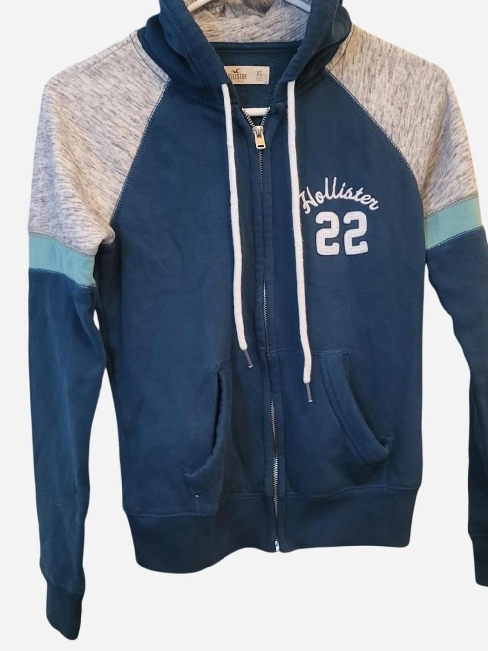 Hollister 🩵 Teal Y2K Full Zip-Up Hoodie Sweater - 22 Graphic